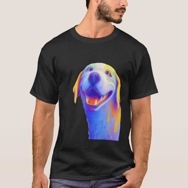 Camiseta Desenho de Akbash, um retrato de cão de cor brilha (Frente)