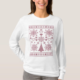Camiseta Desenho de Amostras com Cruz de Natal para Amantes