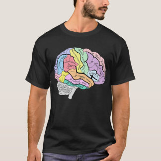 Camiseta Desenho de anatomia do cérebro pastel rotulado