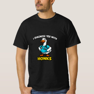 Camiseta Desenho de Animal Médico Humorístico – Ganso Douto