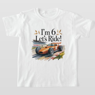 Camiseta Desenho de Aniversário de Carro de Corrida Legal p
