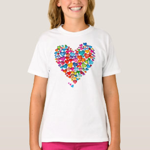 Camiseta Desenho de Aquarela em Forma de Coração do Dia dos