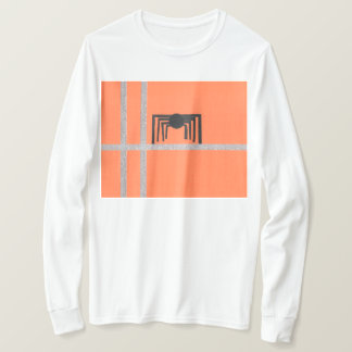 Camiseta Desenho de Aranha Geométrica Preto e Laranja