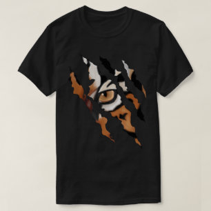 Camiseta Desenho de Arranhão de Olho de Tigre