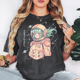 Camiseta Desenho de astronauta anime menina exploradora esp
