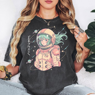 Camiseta Desenho de astronauta anime menina exploradora esp