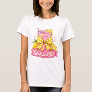 Camiseta Desenho de Bebida de Pontos de Verão Sunshine and