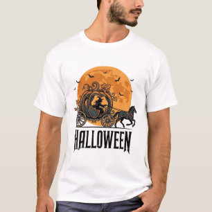 Camiseta Desenho de Bruxa de Carruagem de Abóbora de Hallow