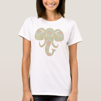 Camiseta Desenho de Cabeça de Elefante Mandala