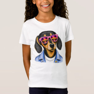 Camiseta Desenho de Cachorro Dachshund Legal Pôr do Sol de