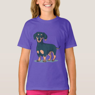 Camiseta Desenho de cachorro Dachshund preto legal
