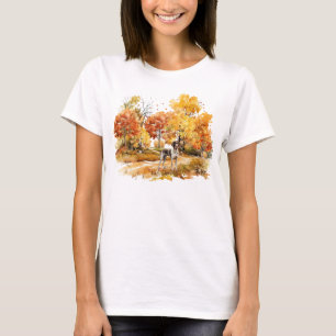 Camiseta Desenho de Cachorro de Outono em Aquarela - Pointe