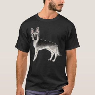 Camiseta Desenho de Cachorro de Quadrinhos Pastor Alemão Si