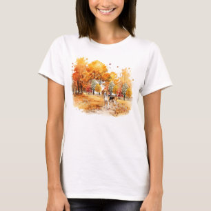 Camiseta Desenho de cachorro outonal em aquarela - Beagle