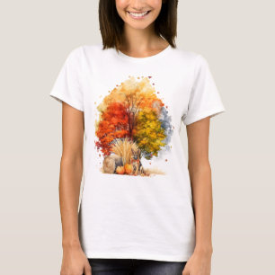Camiseta Desenho de Cachorro Outono em Aquarela - Pastor Al