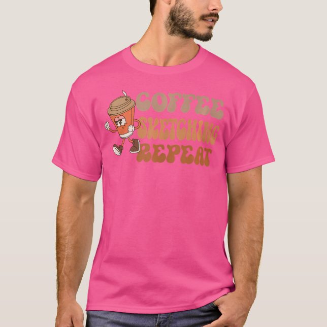 Camiseta Desenho De Café Repetir Engraçado Engraçado Café E (Frente)