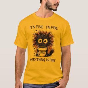 Camiseta Desenho de Caneca do Monstro do Café Engraçado - E