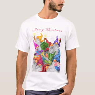 Camiseta Desenho de Cartoon do Festa Gnomo Feliz de Natal 