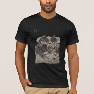 Camiseta desenho de carvão vegetal asiático da paisagem
