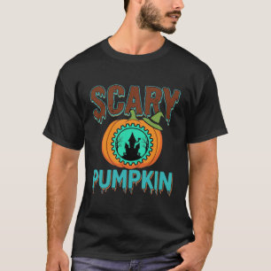 Camiseta Desenho de Casa Assombrada de Abóbora Assustadora
