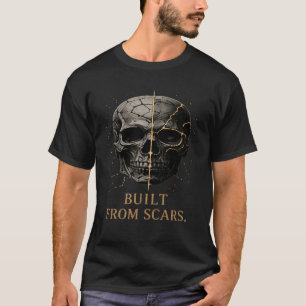Camiseta Desenho de Caveira Construído a Partir de Cicatriz