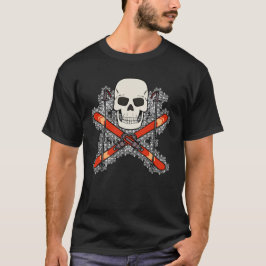 Camiseta Desenho de Caveira de Esquiador Pirata para Homens