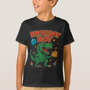 Camiseta Desenho de Celebração de Dinossauro de Aniversário