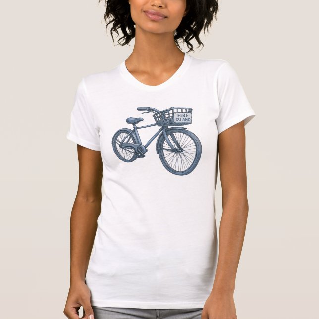 Camiseta Desenho de cesto de bicicleta Long Island NY (Frente)