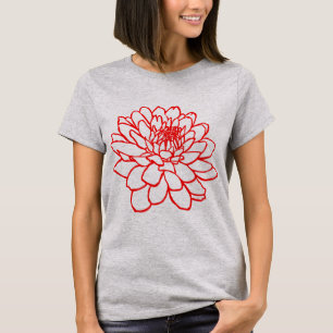 Camiseta Desenho De Chrysanthemum - Vermelho