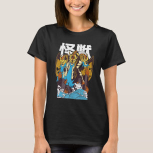 Camiseta Desenho de cidade queima destruída pelo dragão Kan