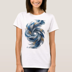 Camiseta Desenho de Citação de PENAS AZUIS E BRANCAS Prata