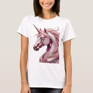 Camiseta Desenho de Citação de UNICÓRNEO Dourado Vibrante