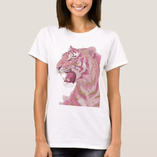 Camiseta Desenho de Citação PINK TIGER em Prata Artística