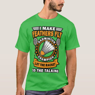 Camiseta Desenho de citações de badminton vintage para meni