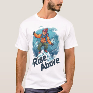 Camiseta Desenho de Climber de Montanha Rise Above – Conqui