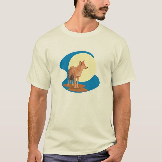 Camiseta desenho de coiote e lua cheia (Frente)