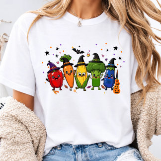 Camiseta Desenho de comida de vegetal de Halloween saudável