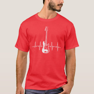 Camiseta Desenho de Coração de Guitarra Baixo Legal para To