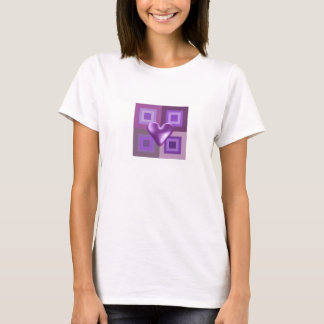 Camiseta Desenho de Coração Roxo Fofo