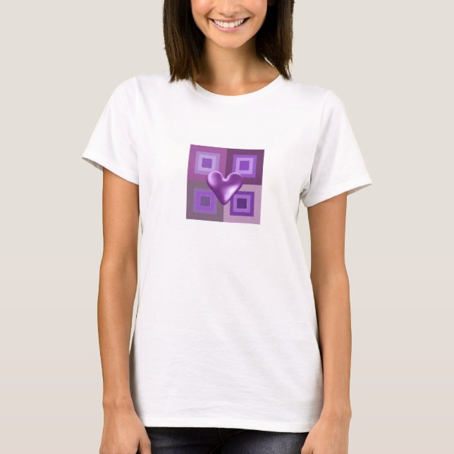 Camiseta Desenho de Coração Roxo Fofo (Frente)