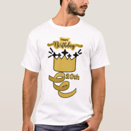Camiseta Desenho de Coroa de Rei de Aniversário de 20 anos 
