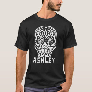 Camiseta Desenho de Crânio de Açúcar de Halloween Ashley