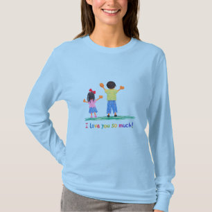 Camiseta Desenho de Crianças Fofas Eu Amo Você Tão Demais C