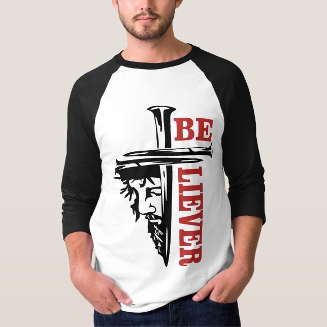Camiseta Desenho de Cruz de Jesus com Prego – Cristão Poder (Frente)