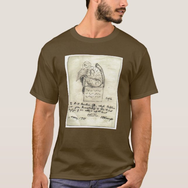 Camiseta Desenho de Cthulhu por Lovecraft (Frente)