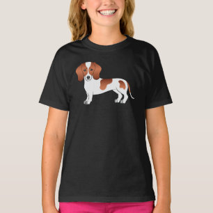 Camiseta Desenho de Dachshund de pelo curto vermelho e bran