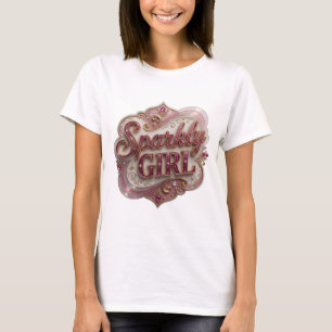 Camiseta Desenho de declaração MENINA ESPELHANTE Dourado Br
