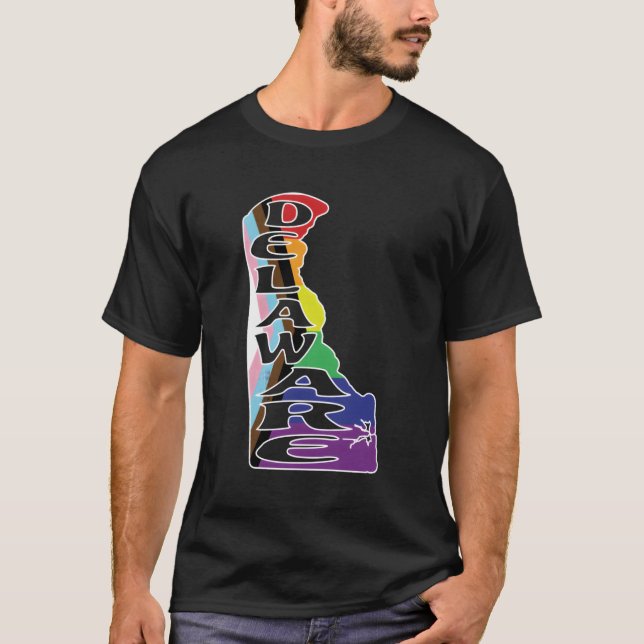 Camiseta Desenho De Delaware Na Lgbtqia Pride Flag Rainbow  (Frente)
