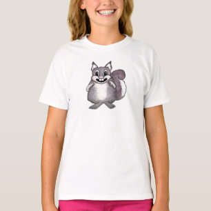 Camiseta Desenho de desenho animado de esquilo feliz