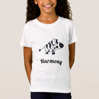 Camiseta Desenho de desenho animado de zebra preto e branco